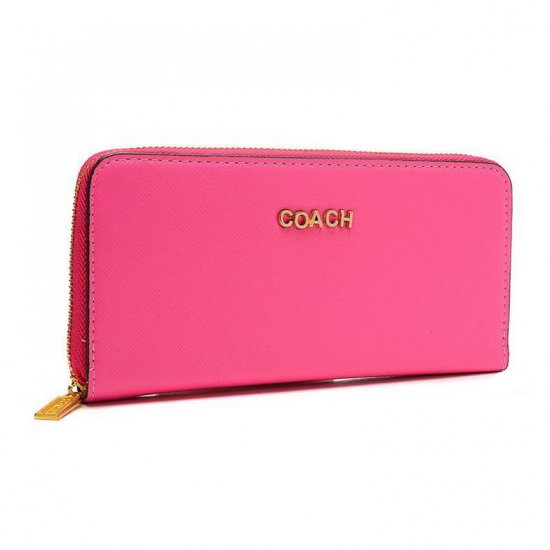 Coach Accordion Zip In Saffiano Large Pink Wallets EUT - Click Image to Close